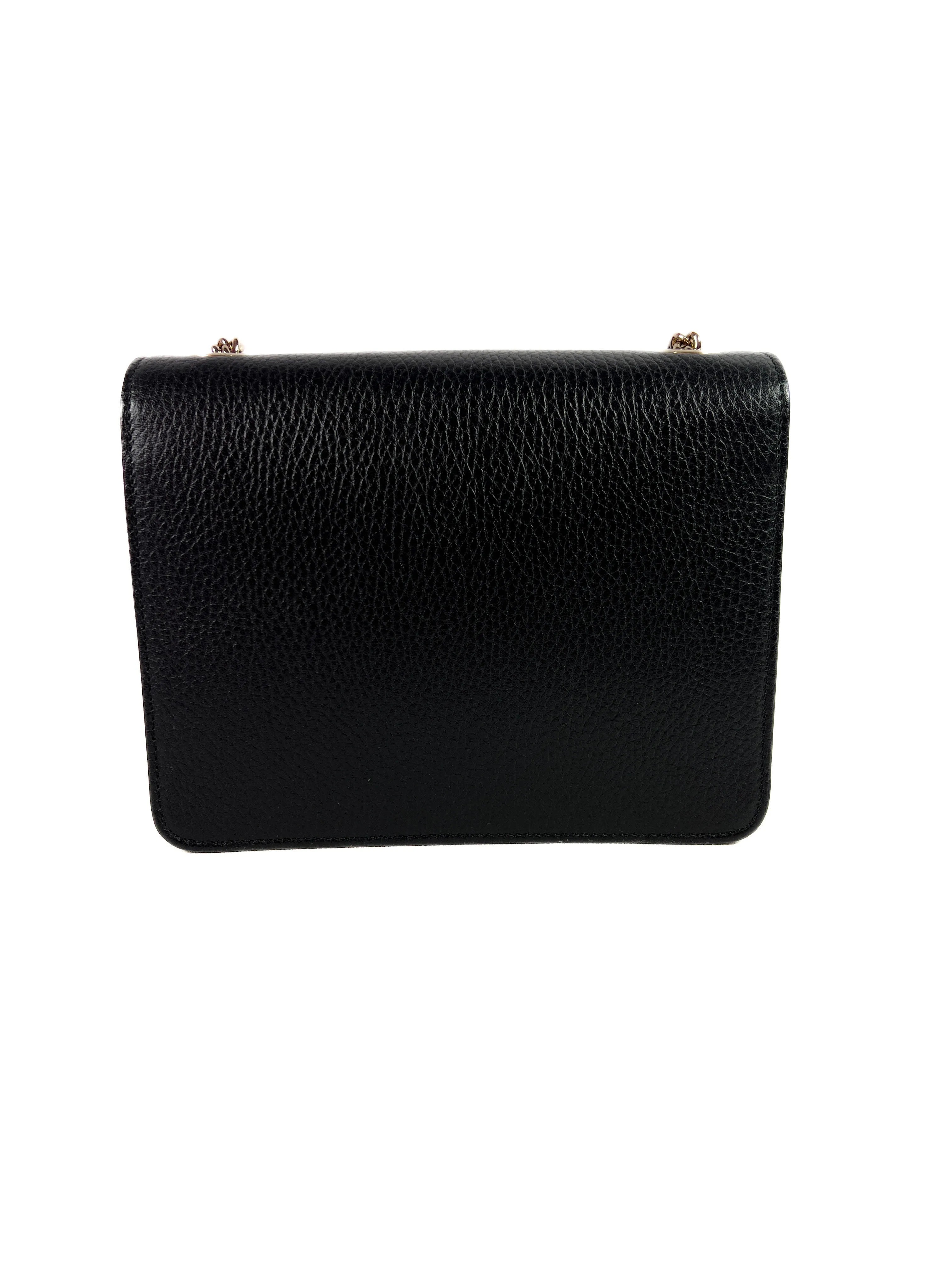 Gucci black leather mini interlocking G crossbody