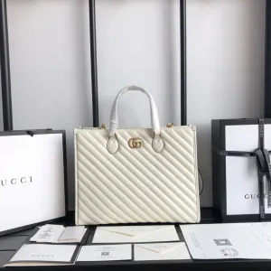 GUCCI GG MARMONT CHAIN Leather Women Bag Tote Set (White)