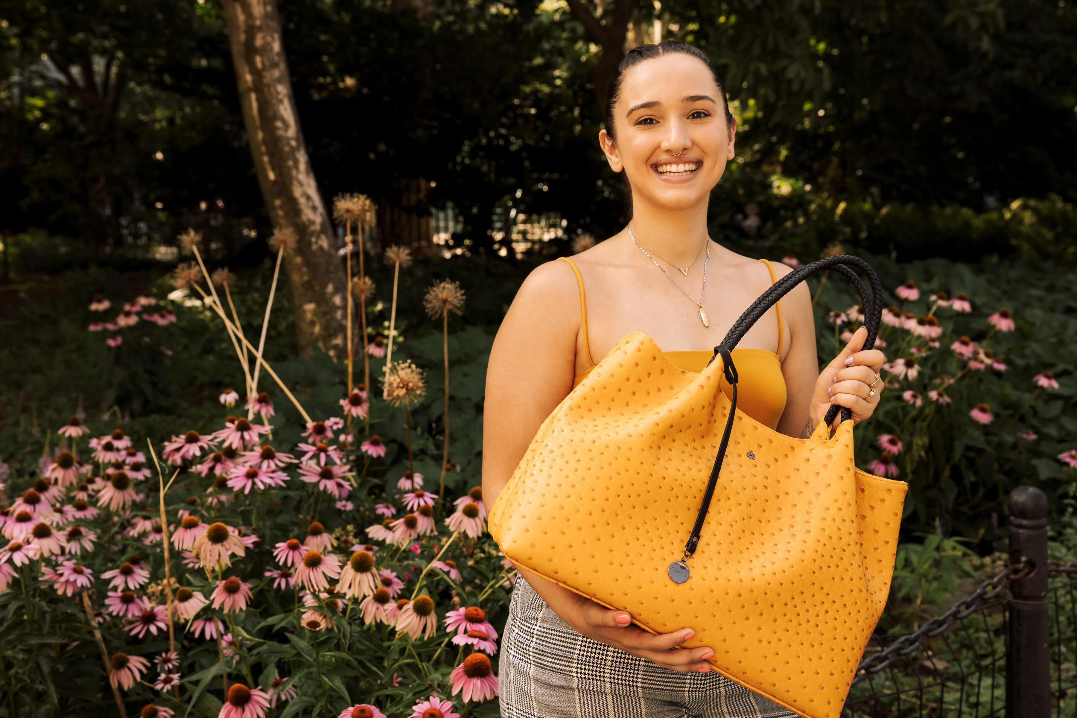 Gunas New York Naomi Yellow Vegan Leather Tote Bag