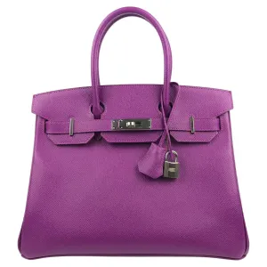 HERMES Birkin 30 Anemone Purple Epsom Leather Bag