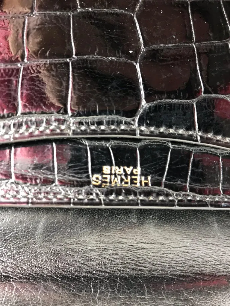 HERMES Black Crocodile Sac Ring bag