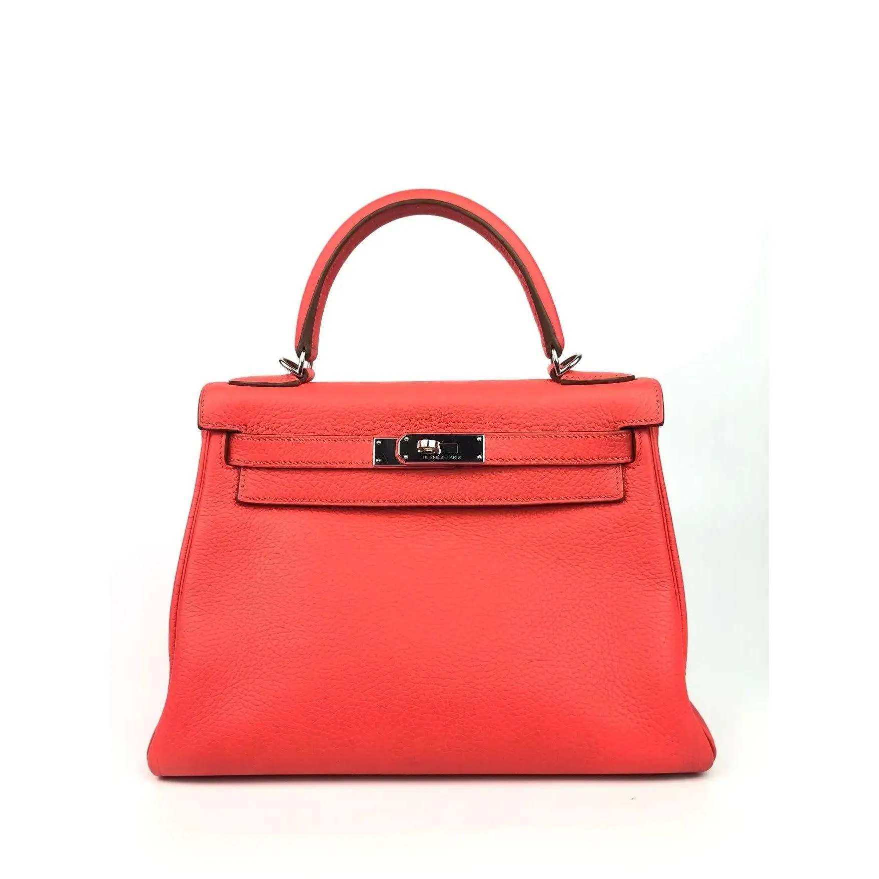 HERMES Kelly 28 Rose Jaipur Togo Leather Bag