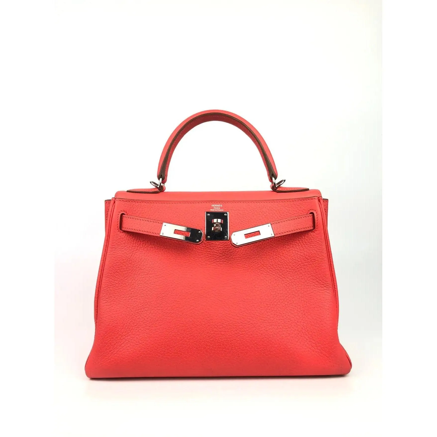 HERMES Kelly 28 Rose Jaipur Togo Leather Bag