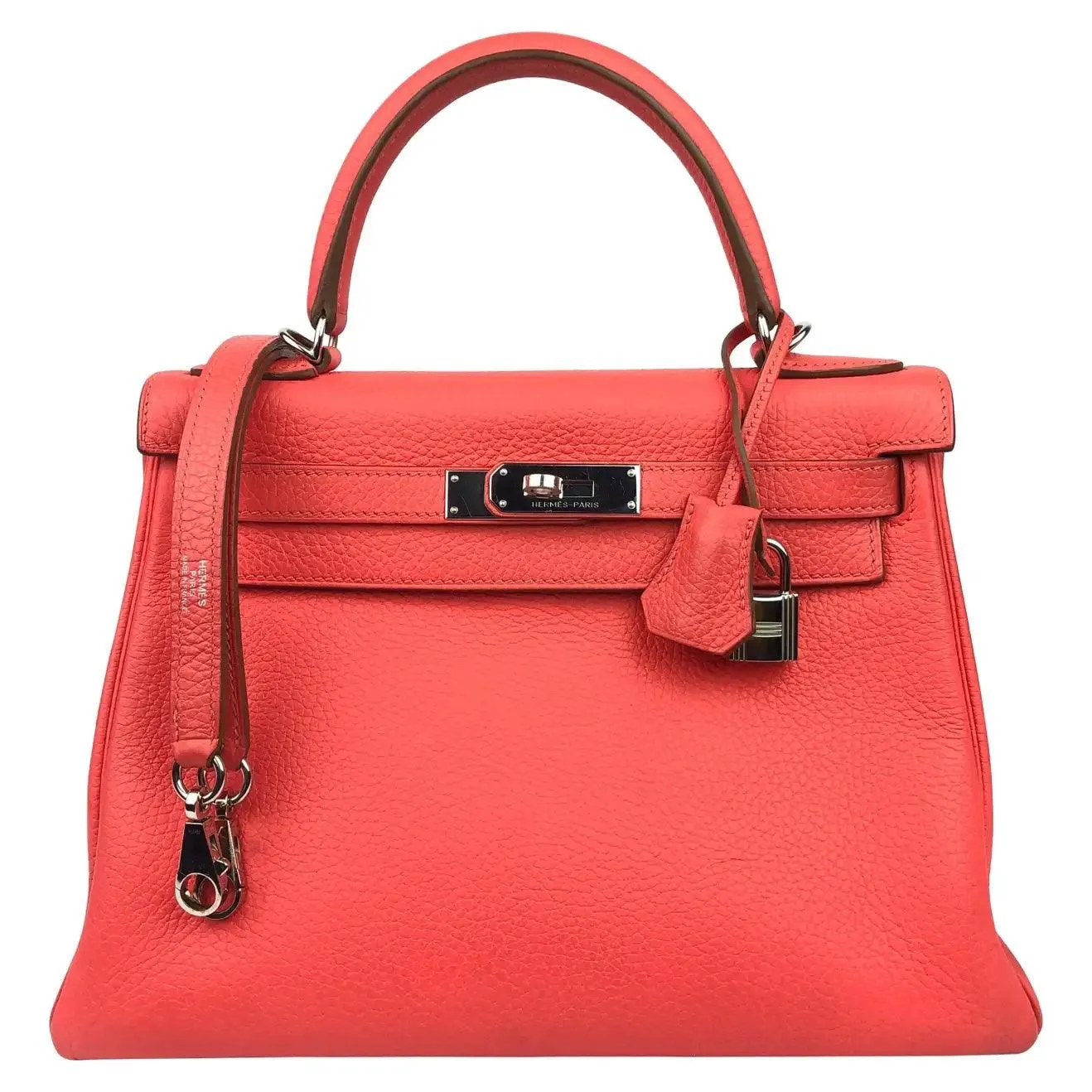 HERMES Kelly 28 Rose Jaipur Togo Leather Bag