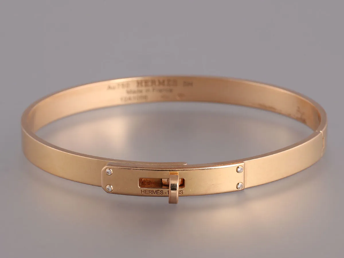 Hermès 18K Rose Gold and Diamond Kelly Bracelet