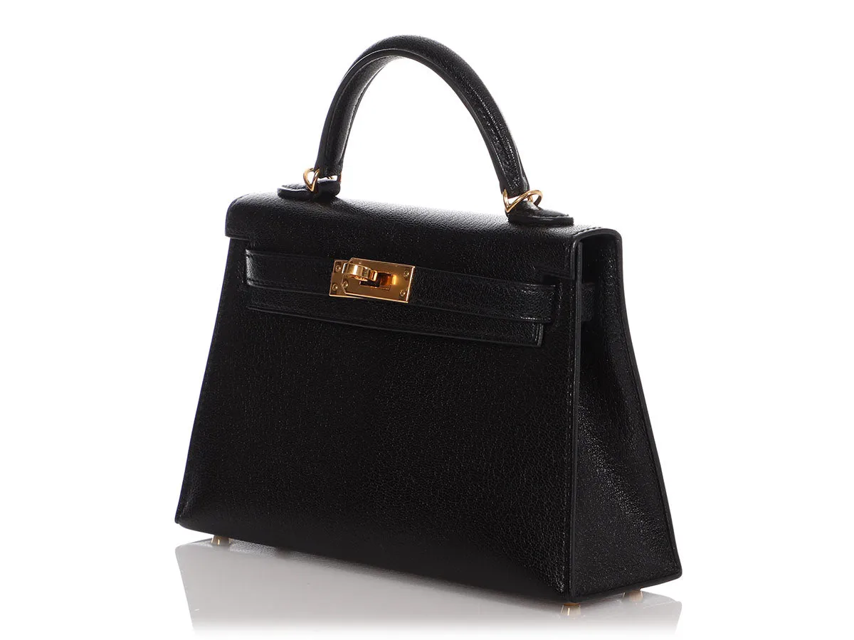 Hermès Black Chèvre Mini Kelly 20