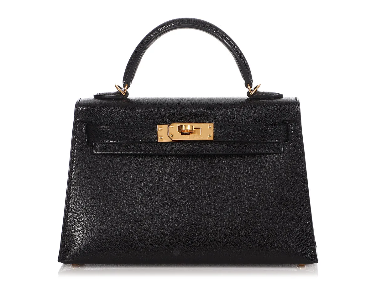 Hermès Black Chèvre Mini Kelly 20