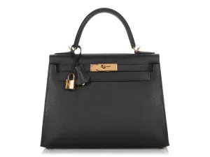 Hermès Black Epsom Kelly 28