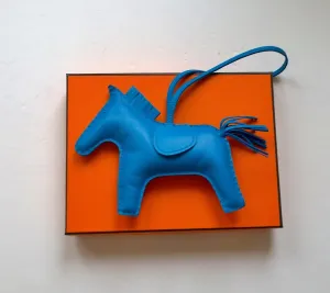 Hermès Rodeo GM Size Horse Bag Charm in Bleu Large Blue