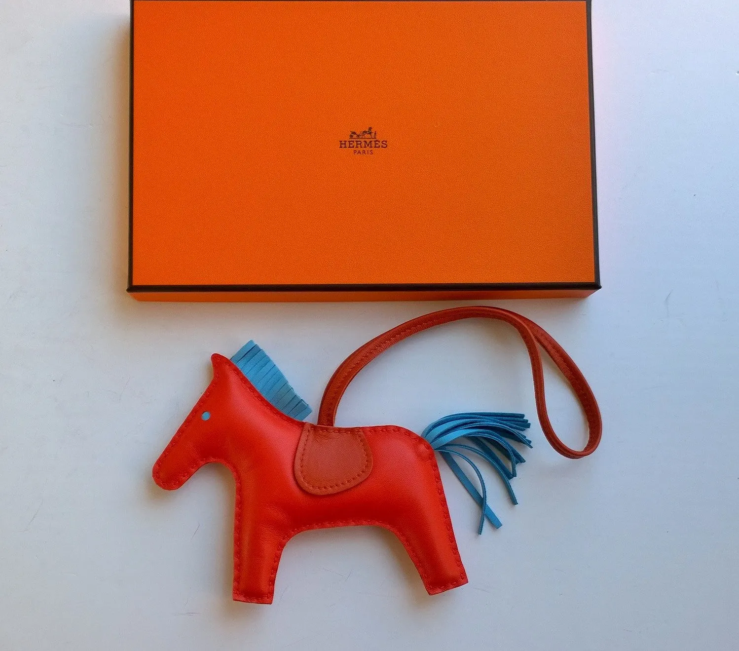 Hermès Rodeo Medium Horse Bag Charm Capucine Celeste Cornaline MM