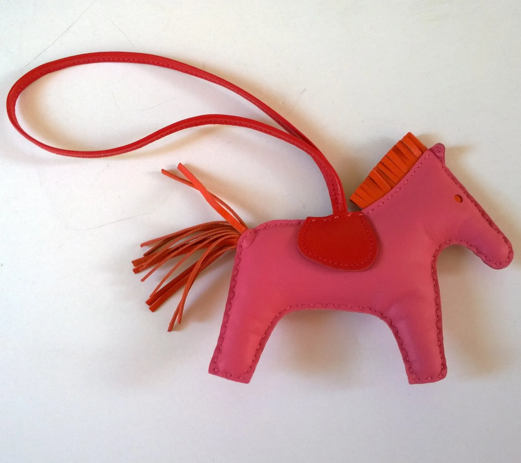 Hermès Rodeo MM Medium Horse Bag Charm Pink and Red