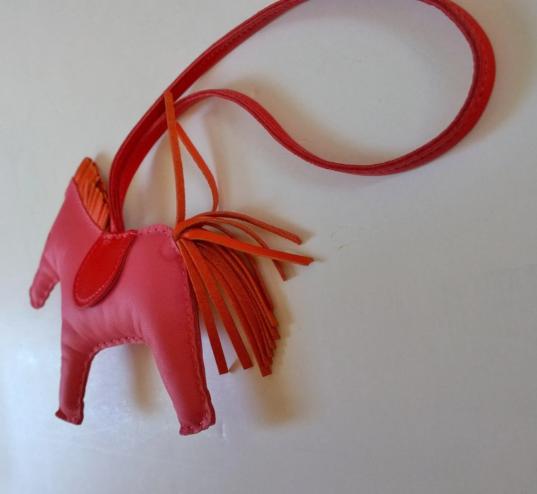 Hermès Rodeo MM Medium Horse Bag Charm Pink and Red