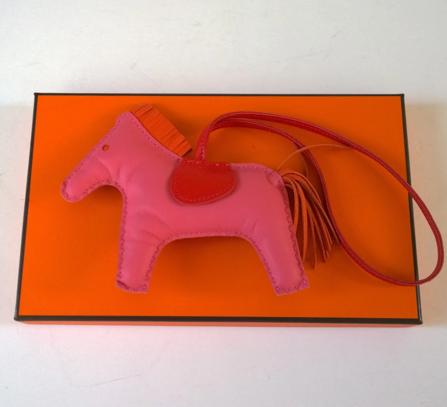 Hermès Rodeo MM Medium Horse Bag Charm Pink and Red