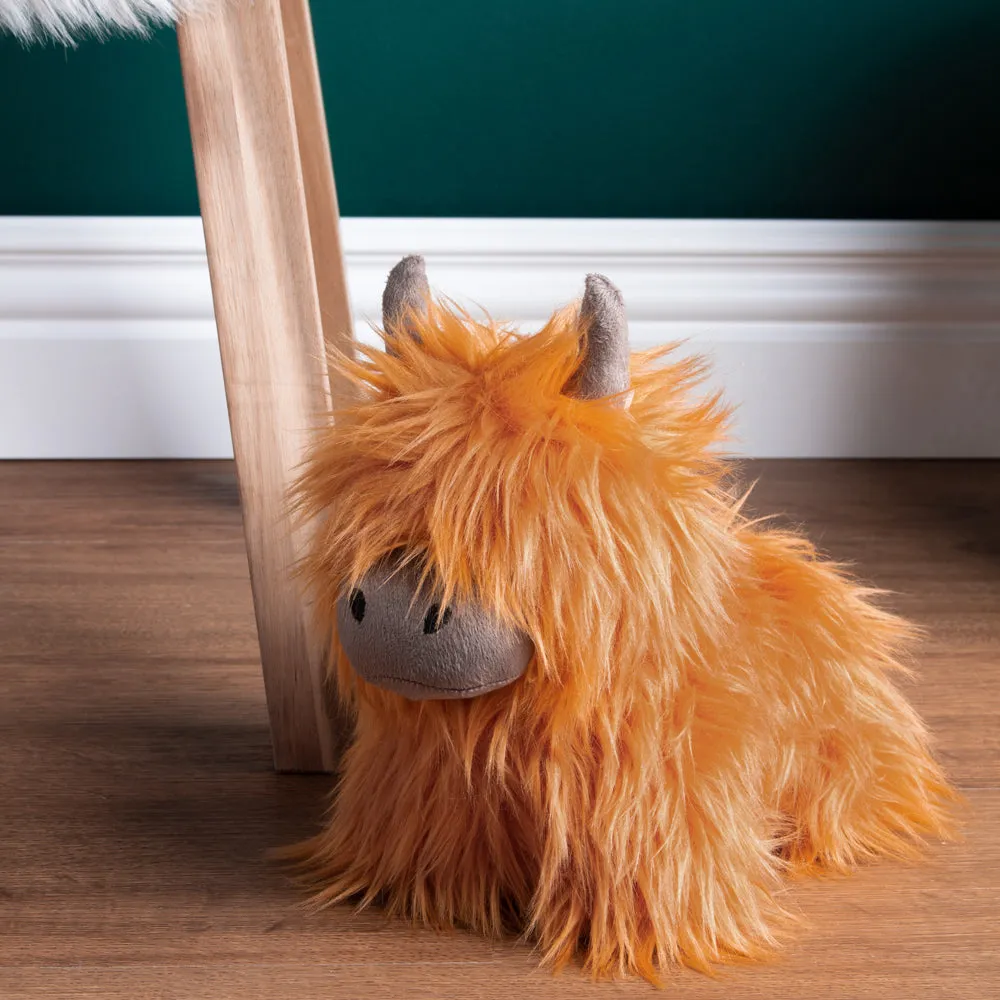 Highland Cow Shaggy Door Stop Orange