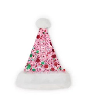 Holiday Spirit Pink Confetti Santa Hat