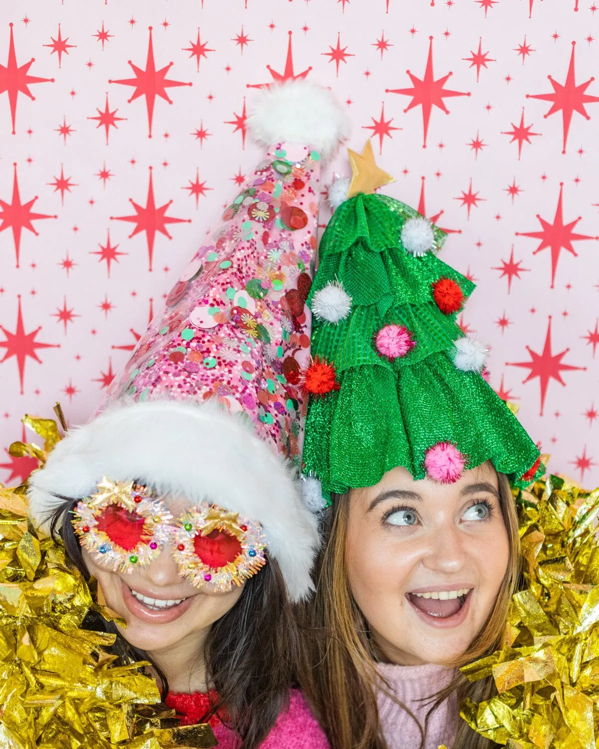 Holiday Spirit Pink Confetti Santa Hat