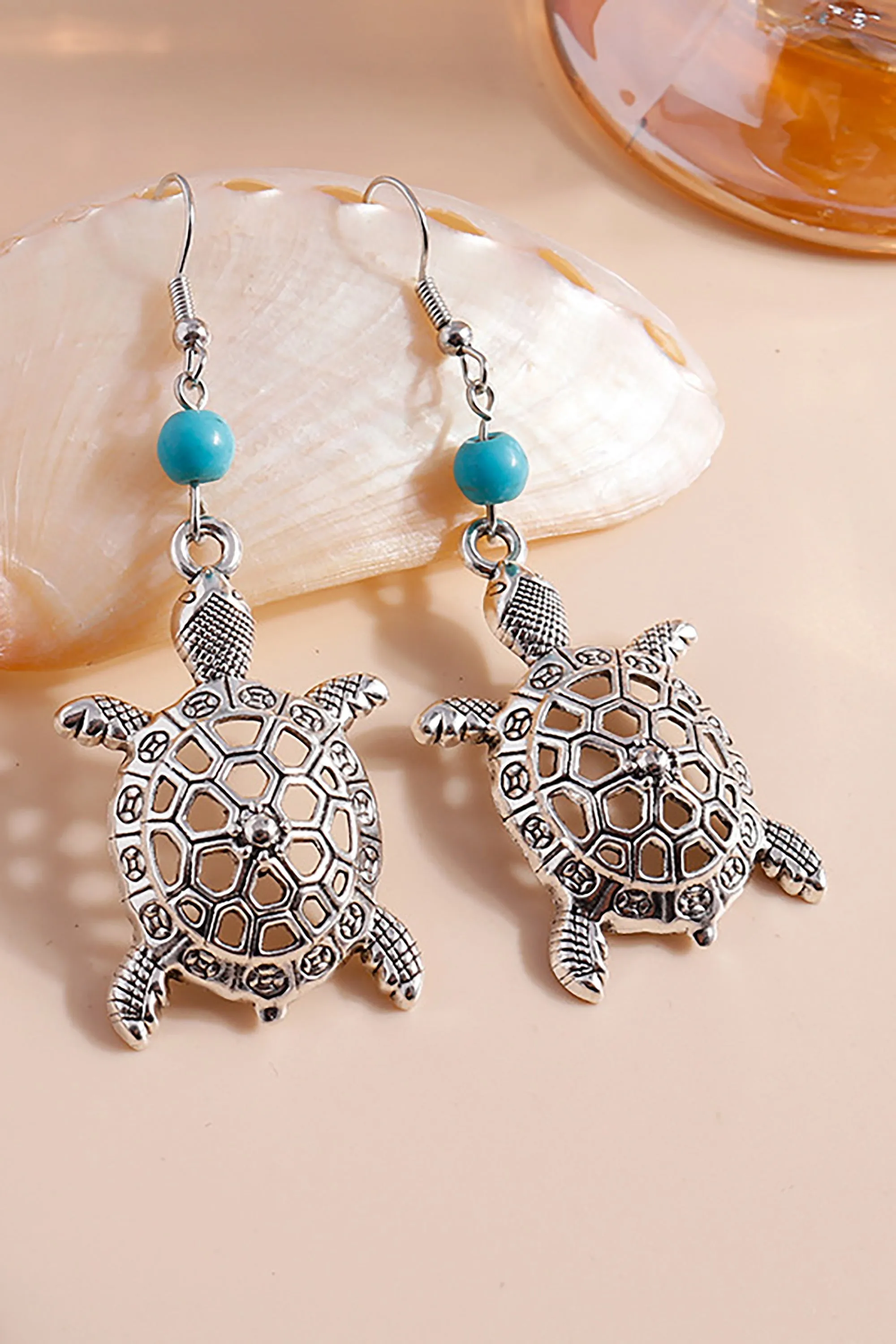 Hollow Turtle Retro Turtle Turquoise Earrings