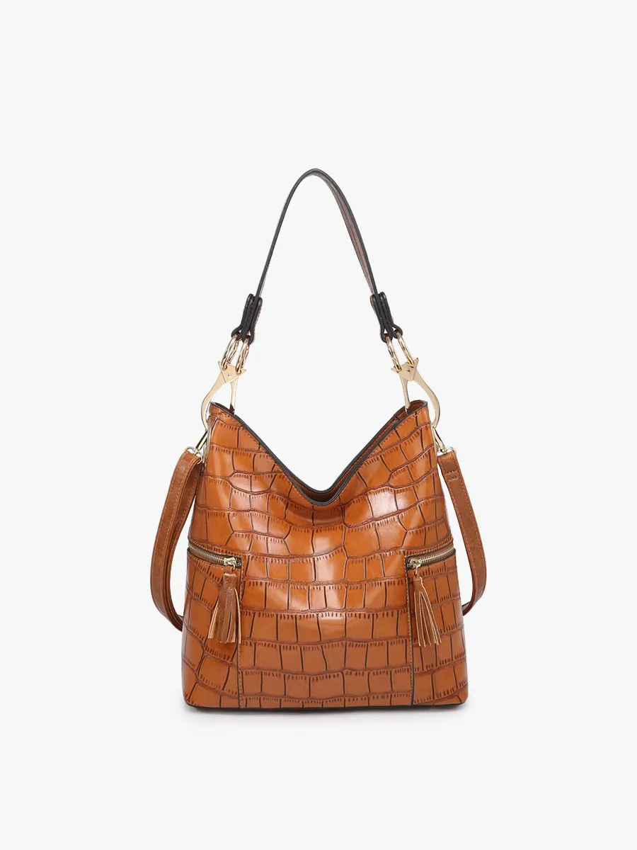 Jen & Co Rochelle Faux Croc Print Hobo Bag