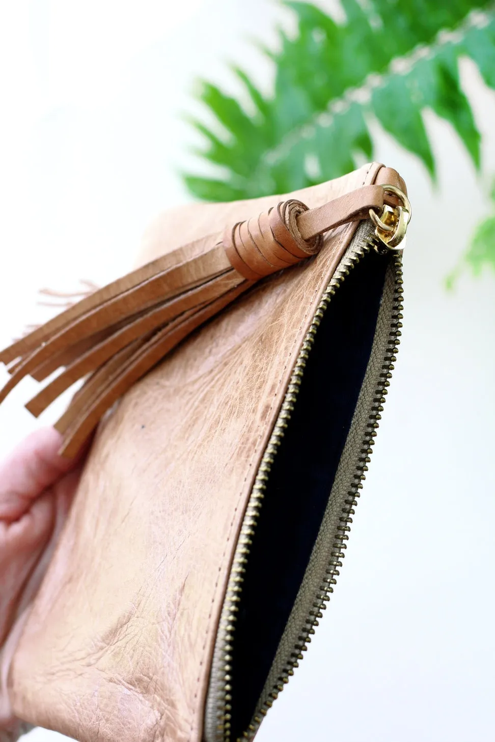 Leather Cosmetic Case - Blossom Tassel Pouch