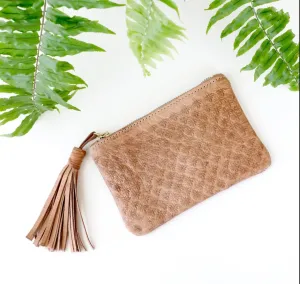 Leather Cosmetic Case - Blossom Tassel Pouch