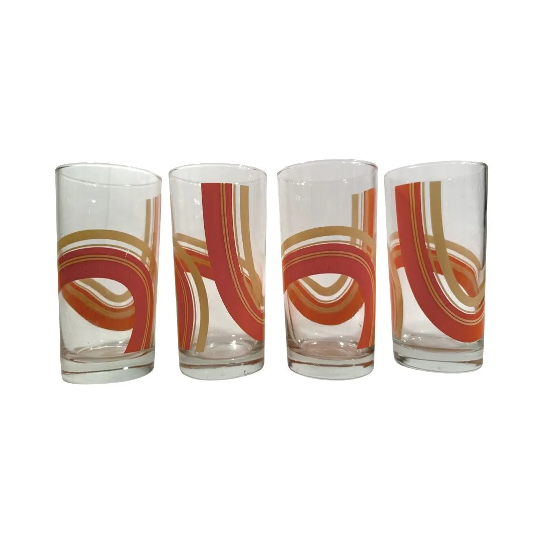 Libbey Vintage Retro Orange Swirl Glasses (Set of 4)