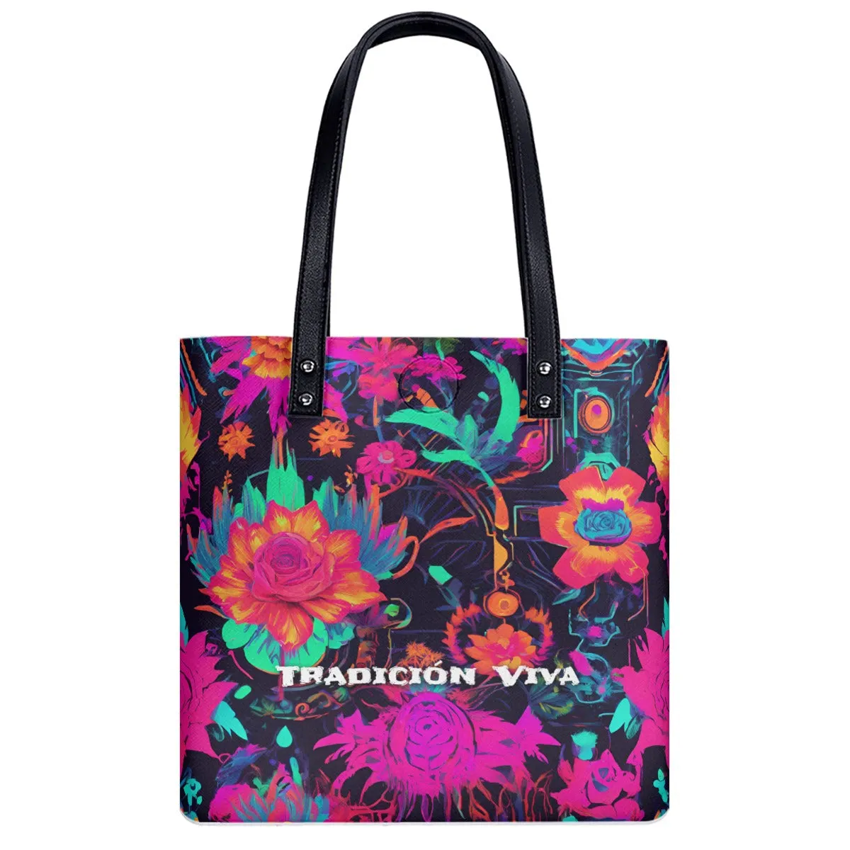 Mexican Tote Bag Tradicion Viva Beach Boho PU Shoulder Bag