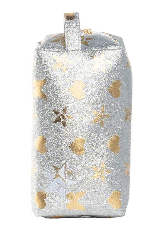 Mixed Metals Rebel Makeup Bag with White Zipper