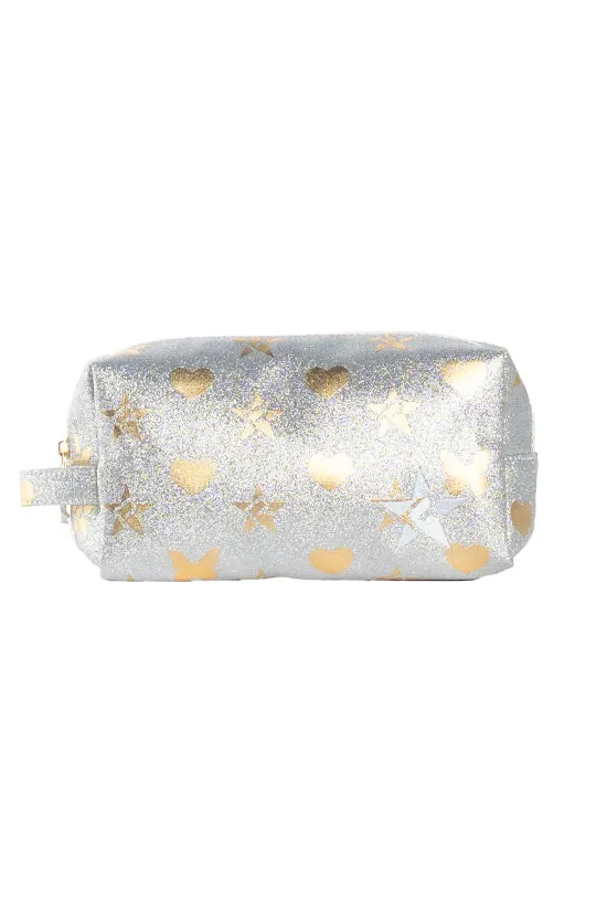 Mixed Metals Rebel Makeup Bag with White Zipper