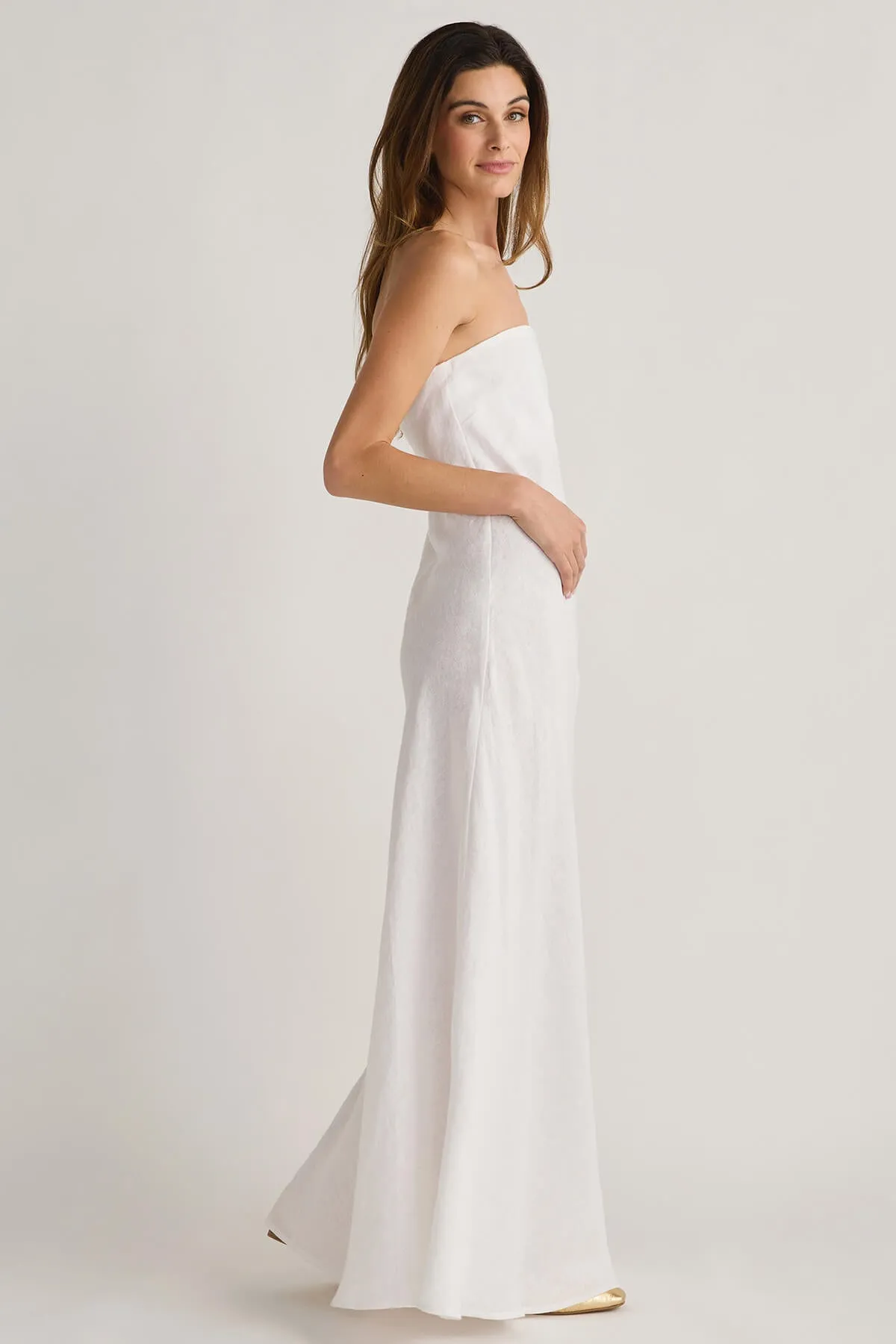 Olivaceous Ella Linen Strapless Dress