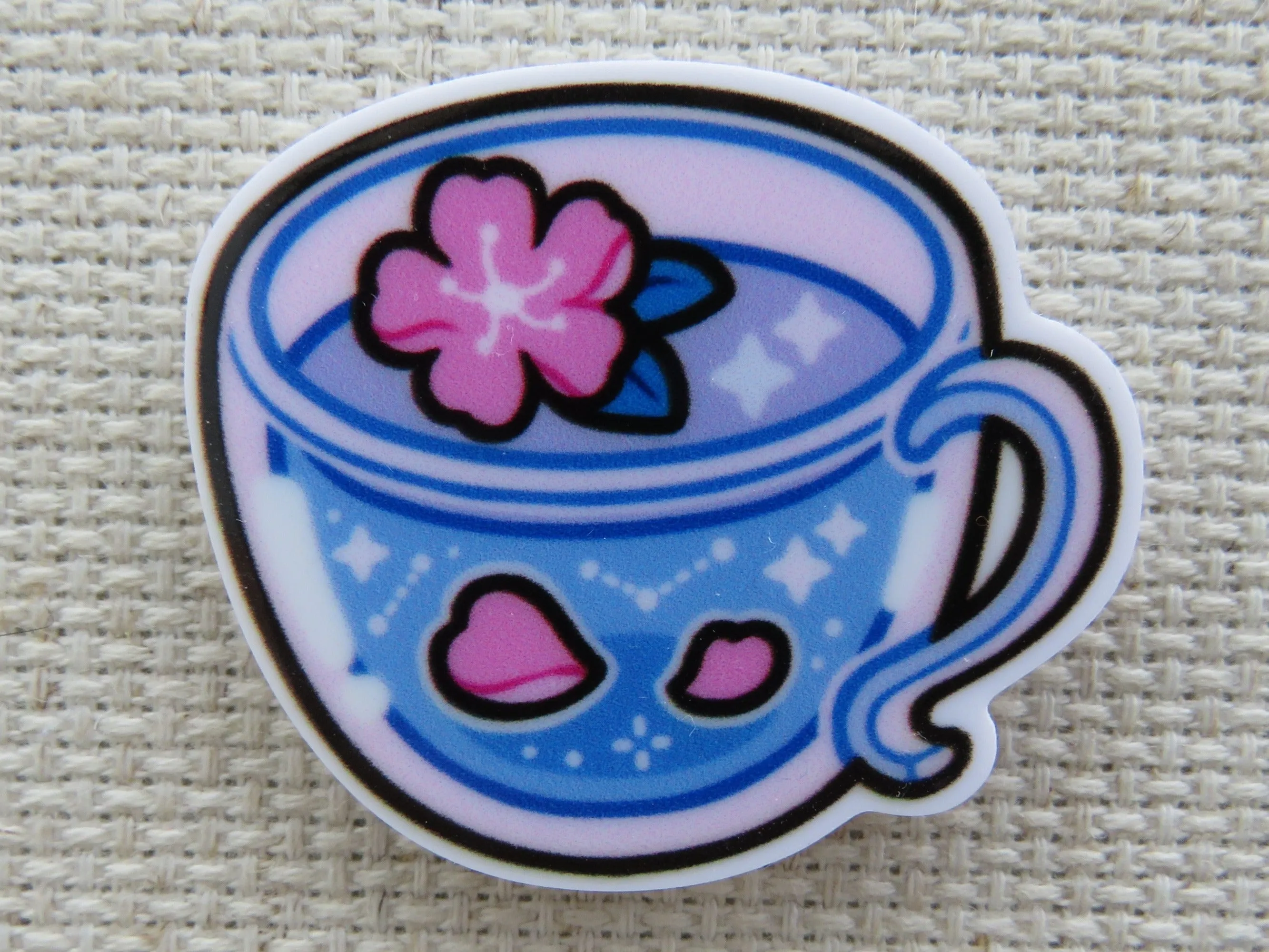 Pink Flower Tea Cup Needle Minder, Cover Minder, Magnet