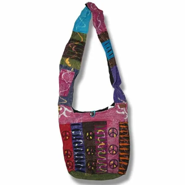 Pure Hand Craft Nepal Shoulder or Cross Body Bags with One Side Print. 100% Cotton. Beautifully 100% handmade and decorated.