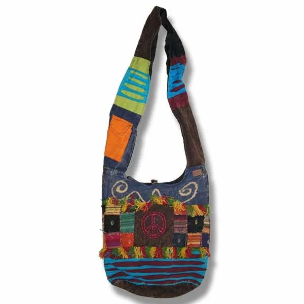 Pure Hand Craft Nepal Shoulder or Cross Body Bags with One Side Print. 100% Cotton. Beautifully 100% handmade and decorated.