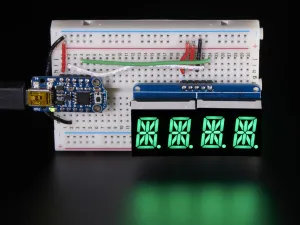 Quad Alphanumeric Display - Pure Green 0.54" Digits w/ Backpack