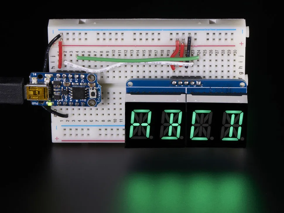 Quad Alphanumeric Display - Pure Green 0.54" Digits w/ Backpack