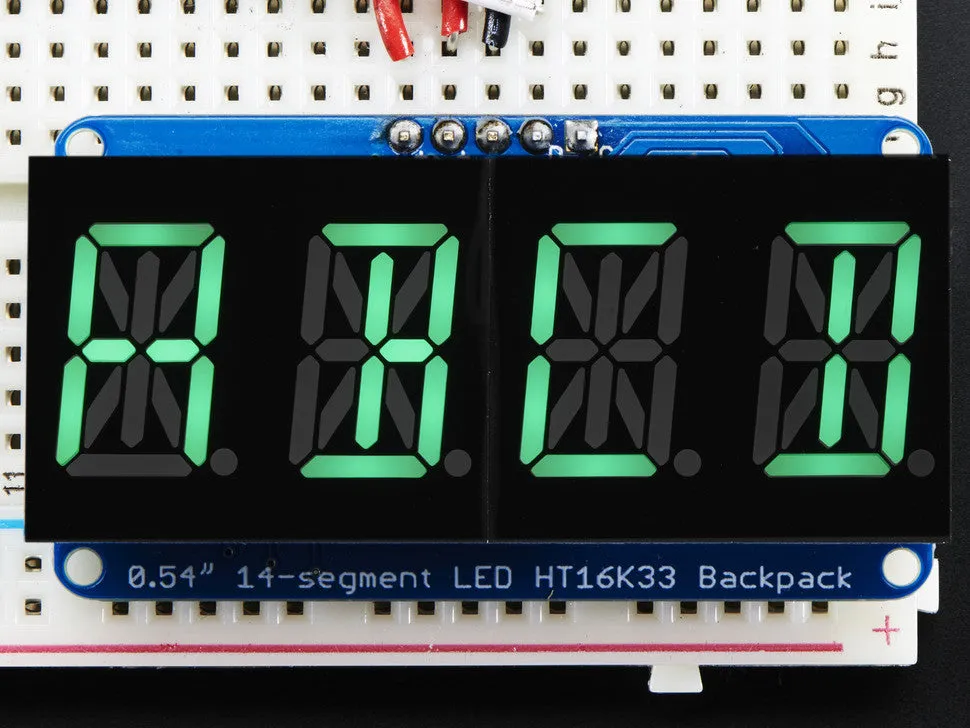 Quad Alphanumeric Display - Pure Green 0.54" Digits w/ Backpack