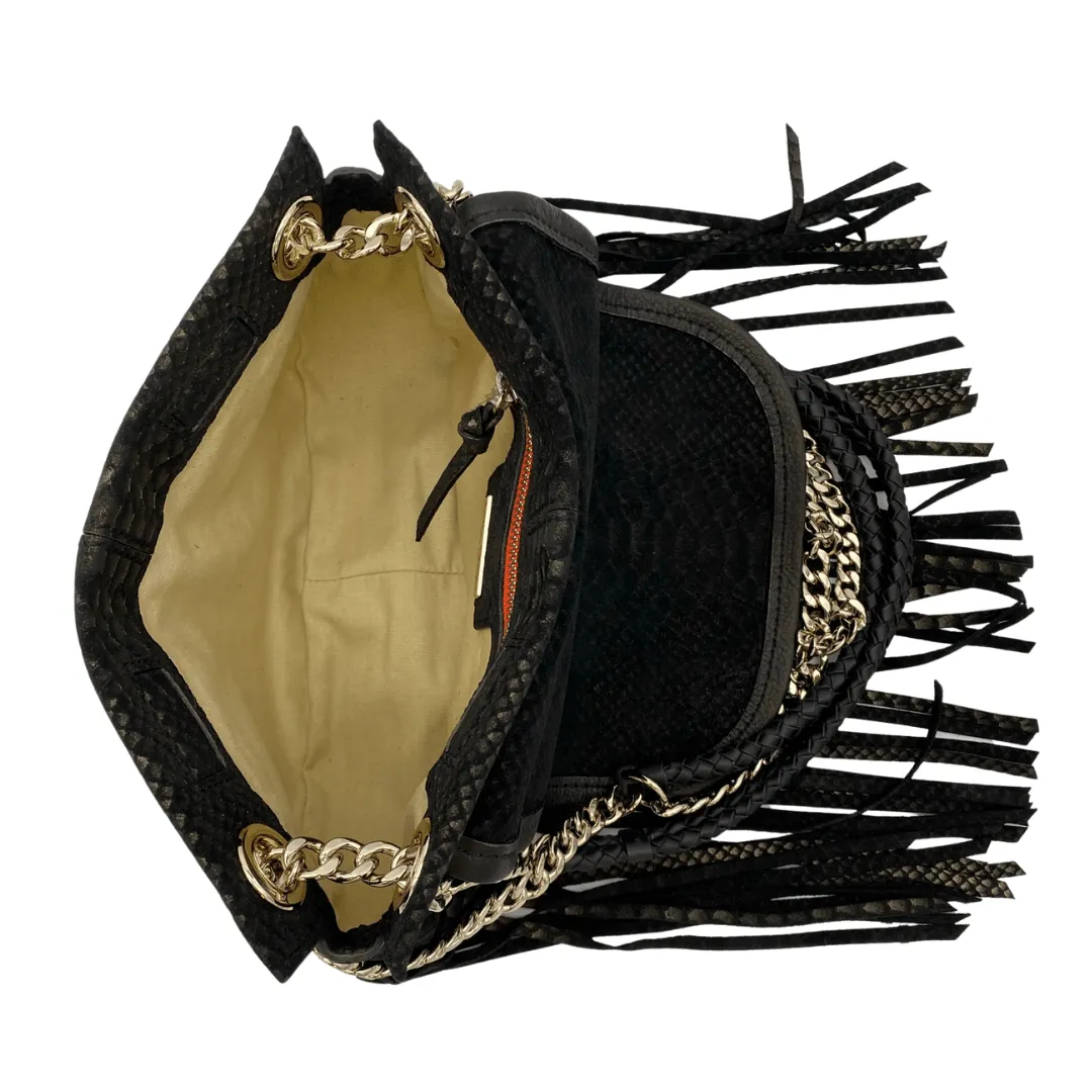 RAMY BROOK Fringe Camille Shoulder Bag - Black, New w/Tags