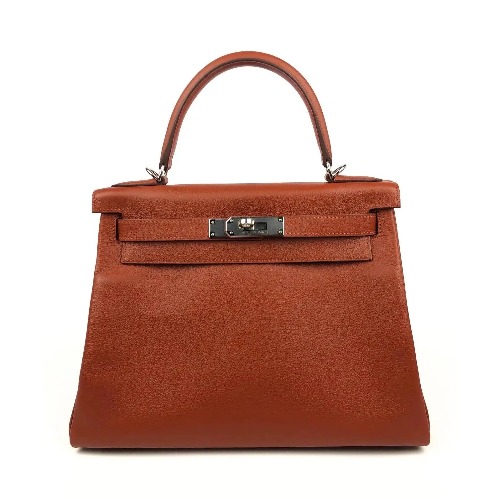 Rare HERMES Kelly 28 Verso Terre de Sienne Burnt Orange Bag