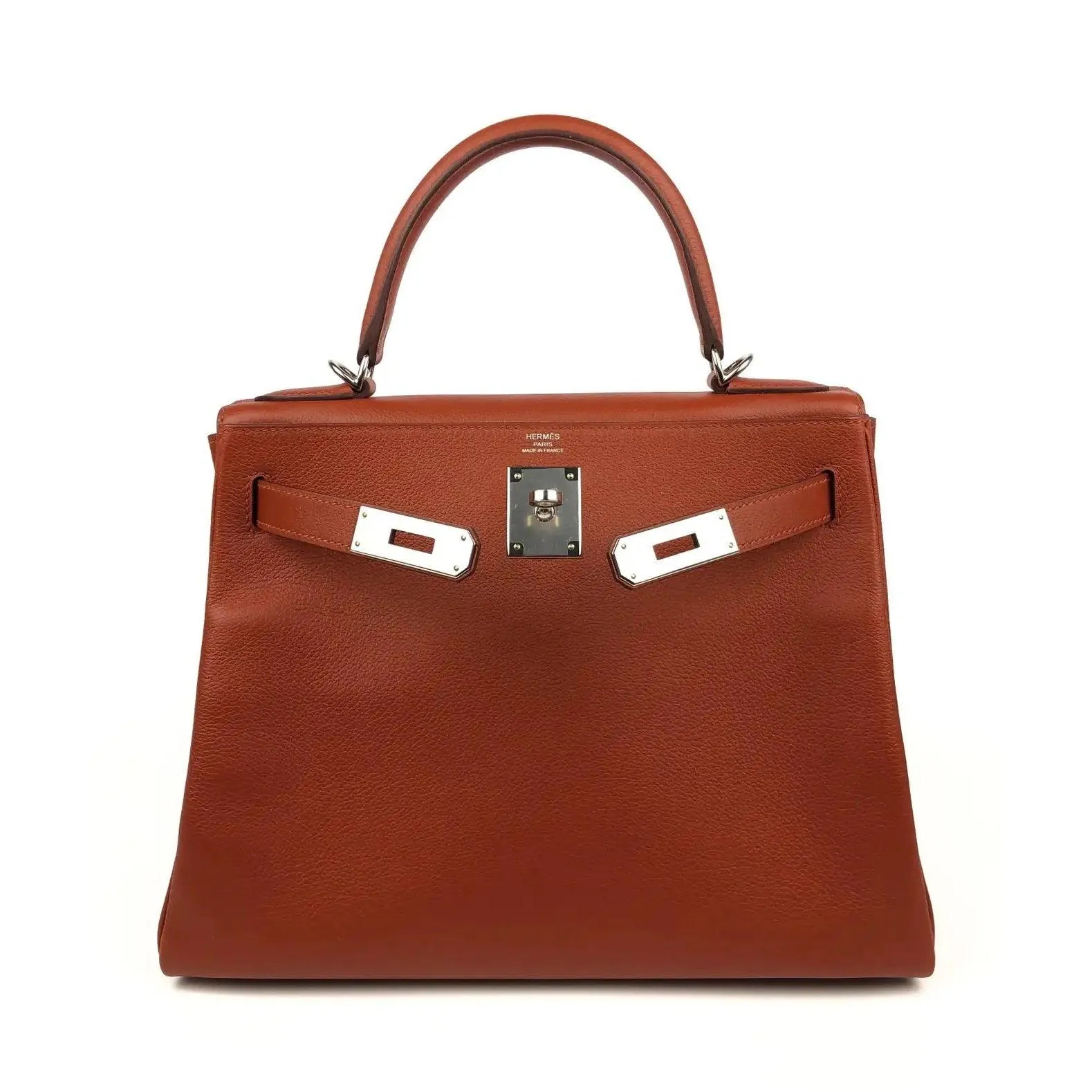 Rare HERMES Kelly 28 Verso Terre de Sienne Burnt Orange Bag