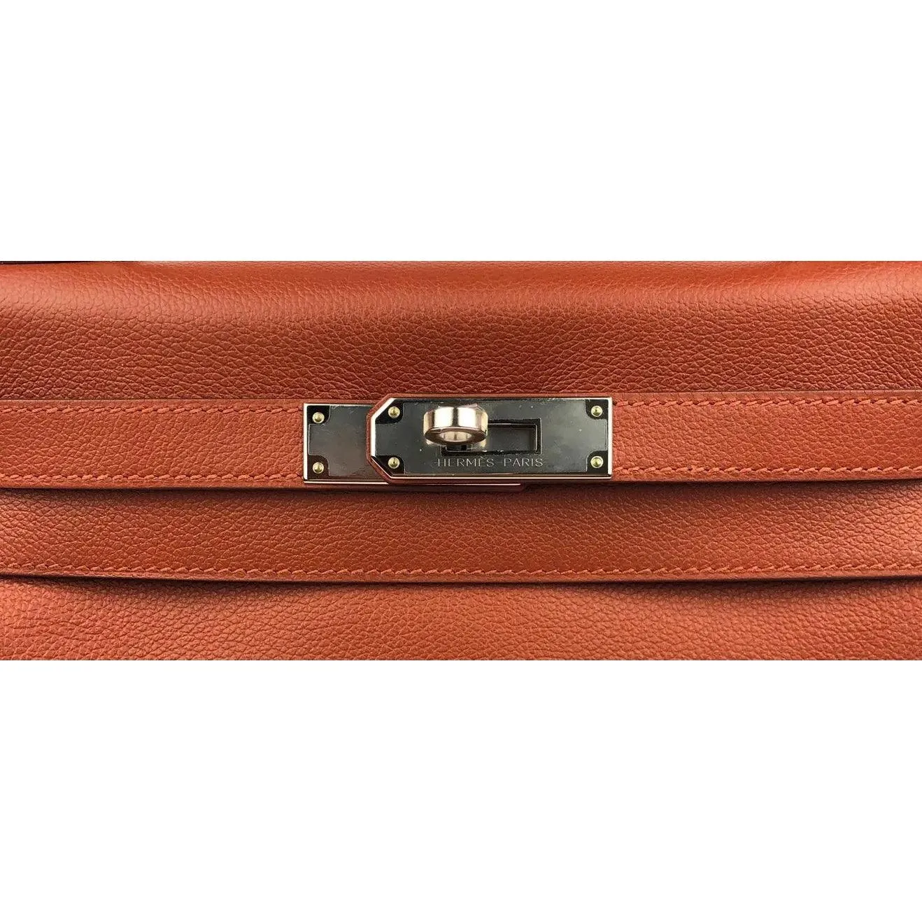 Rare HERMES Kelly 28 Verso Terre de Sienne Burnt Orange Bag