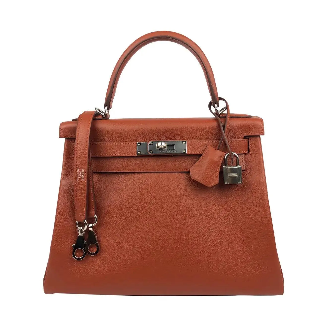 Rare HERMES Kelly 28 Verso Terre de Sienne Burnt Orange Bag