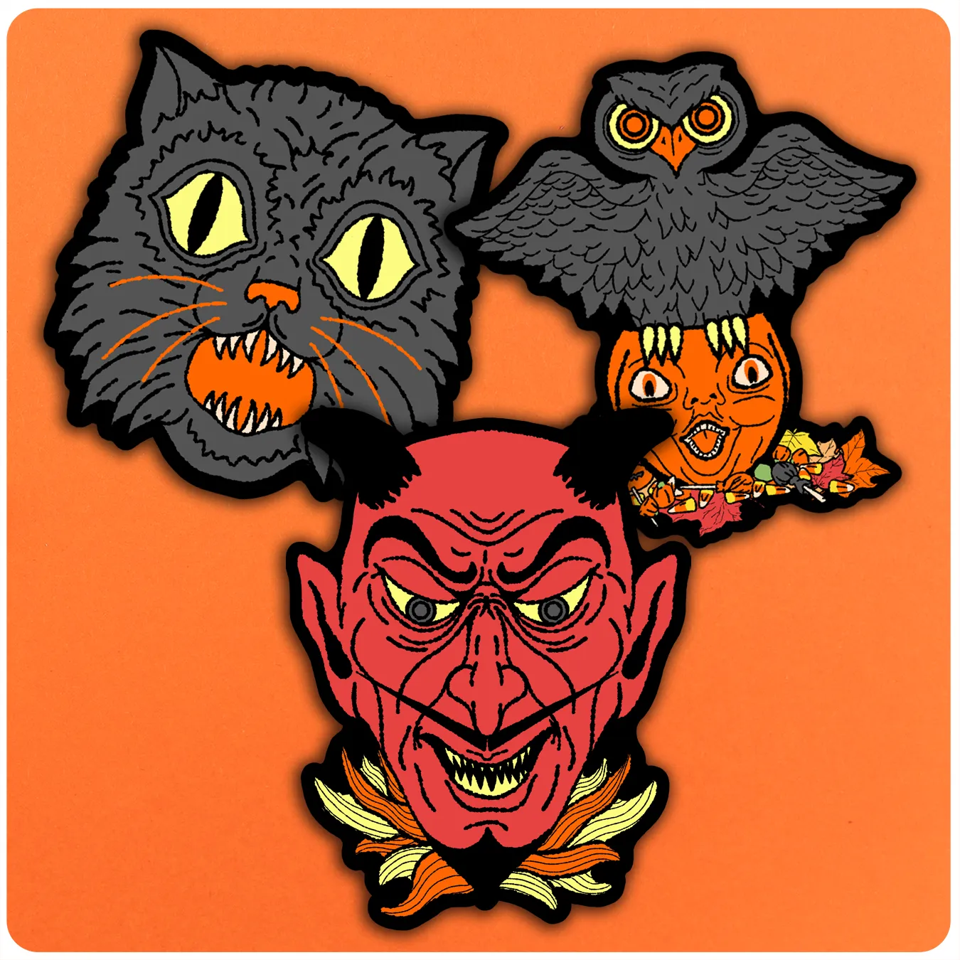 Retro Inspired Classic Hallowe'en Cutout Trio Set of 3