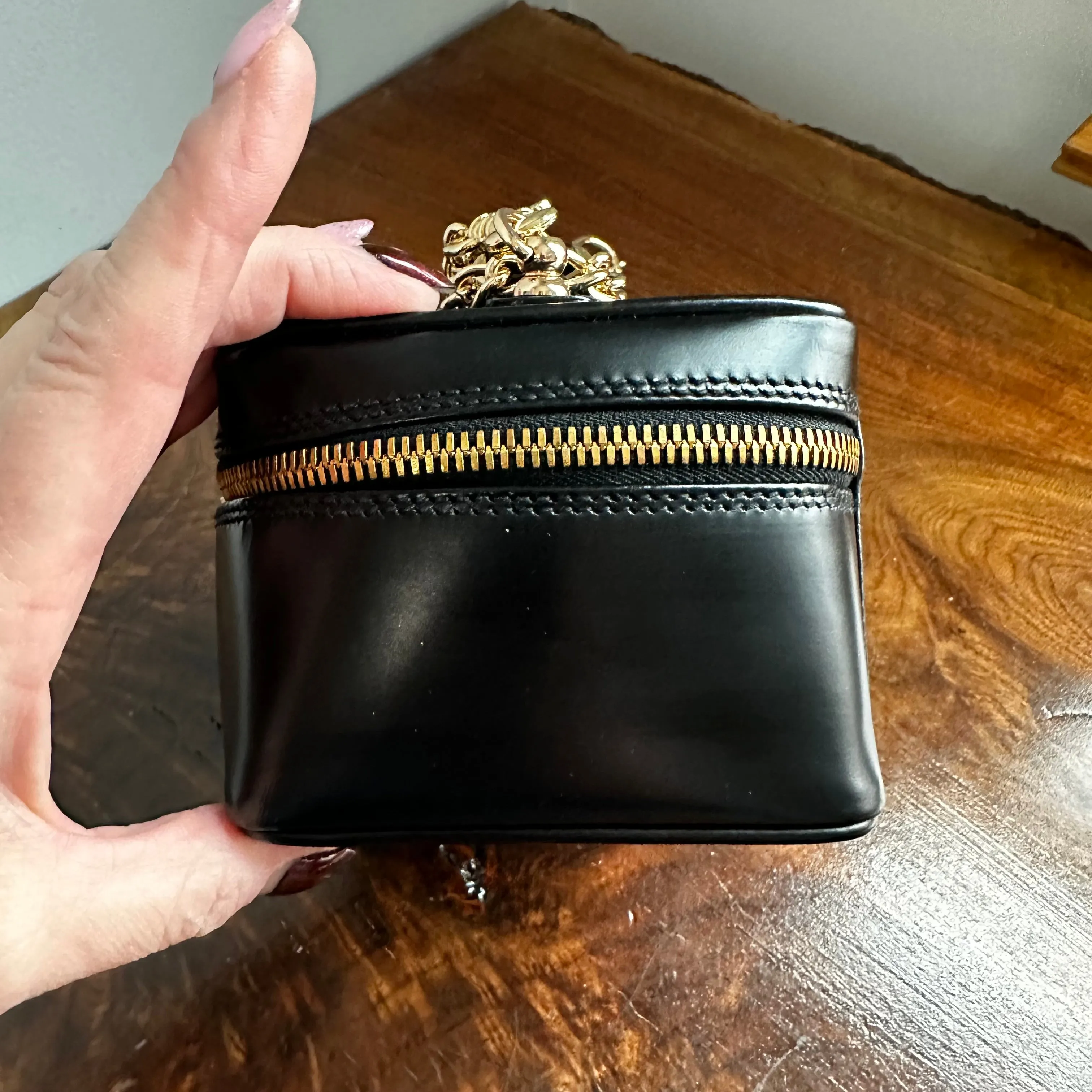 The Junco Crossbody/Clutch - Vintage Gucci Bamboo Cosmetic Bag in Black Leather