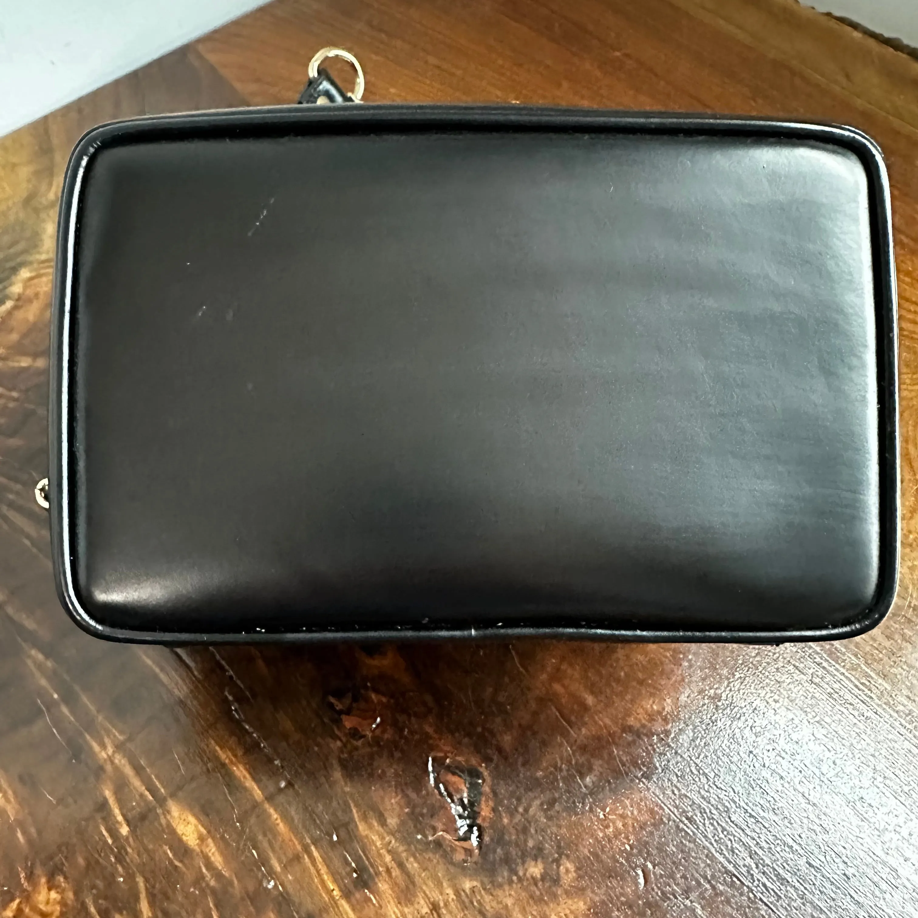 The Junco Crossbody/Clutch - Vintage Gucci Bamboo Cosmetic Bag in Black Leather