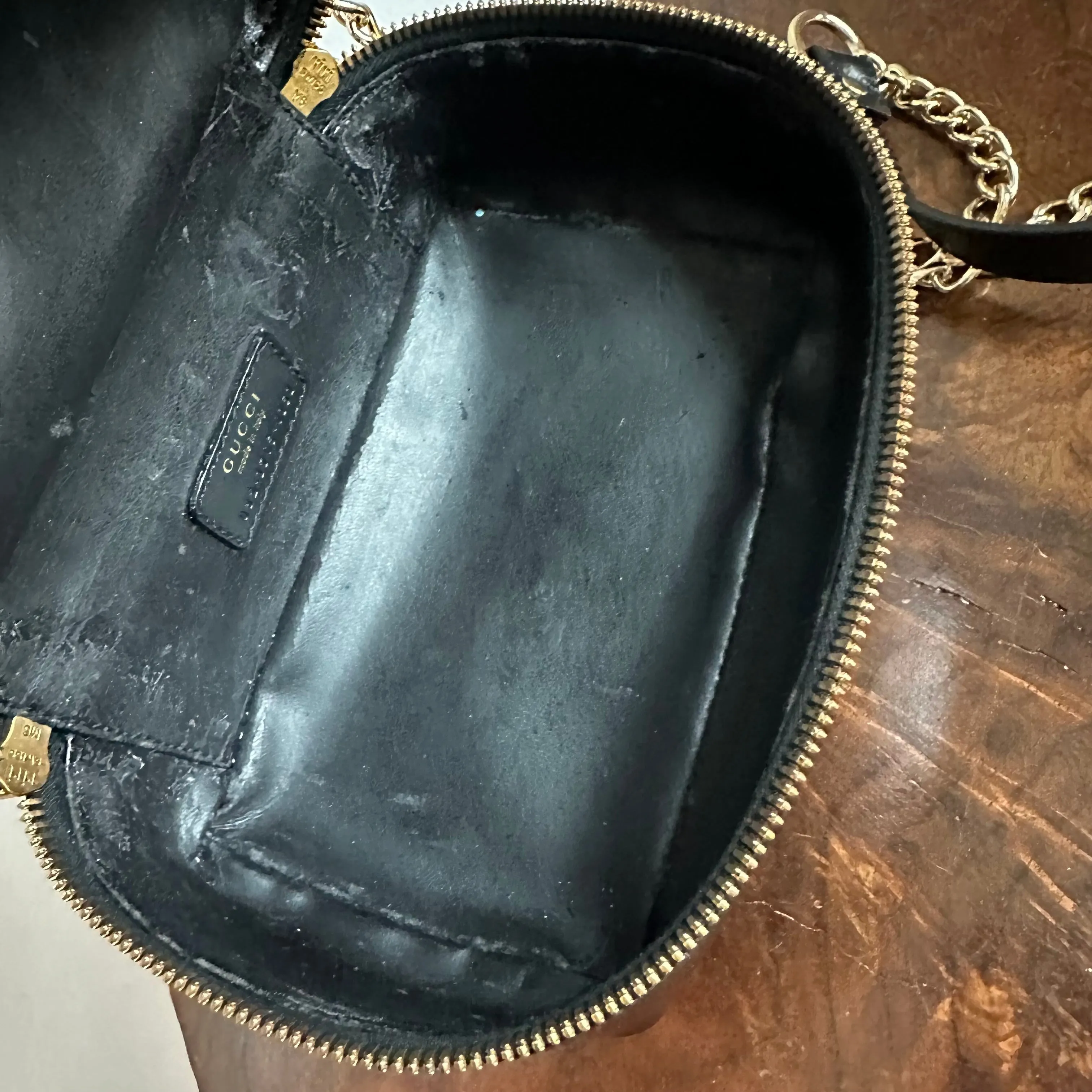 The Junco Crossbody/Clutch - Vintage Gucci Bamboo Cosmetic Bag in Black Leather