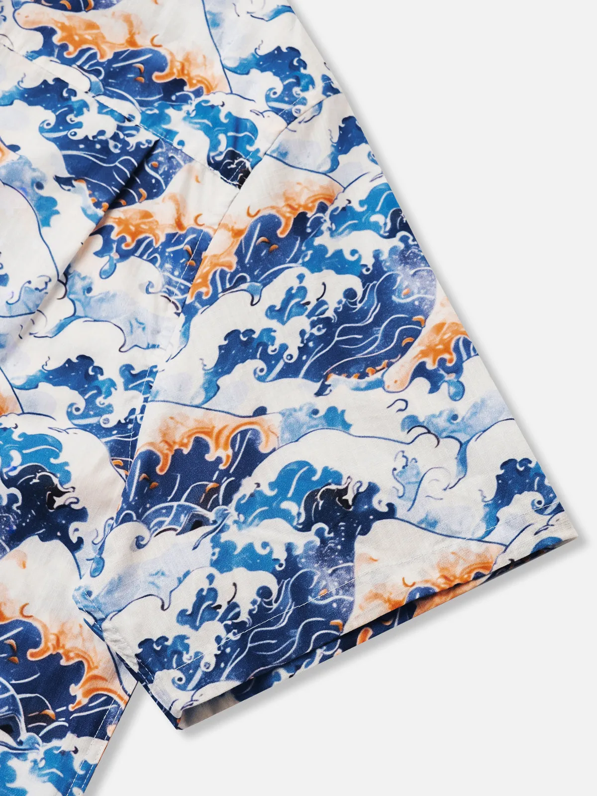 Ukiyo-e Inspired Volcanoes & Waves Cotton Shirt