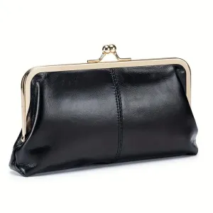 Vintage Chic Leather Clutch Lady Purse